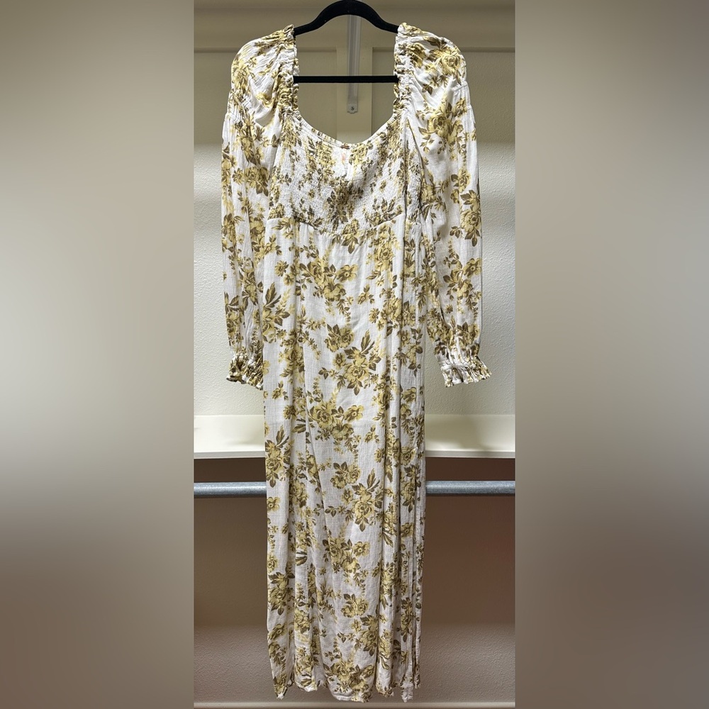Free People Women's Jaymes Floral Print Long Sleeve Midi Dress
